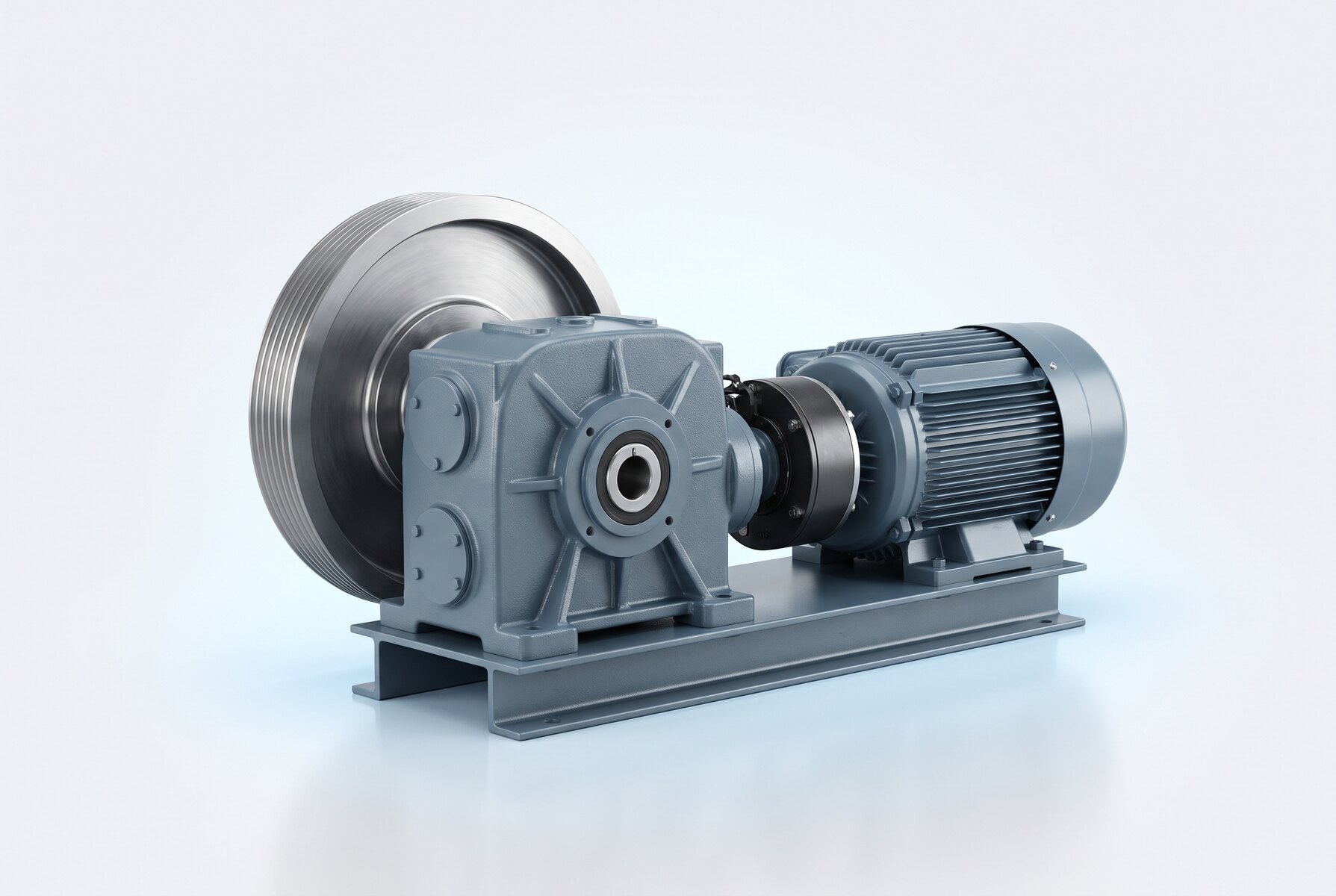 Machine-room geared traction
